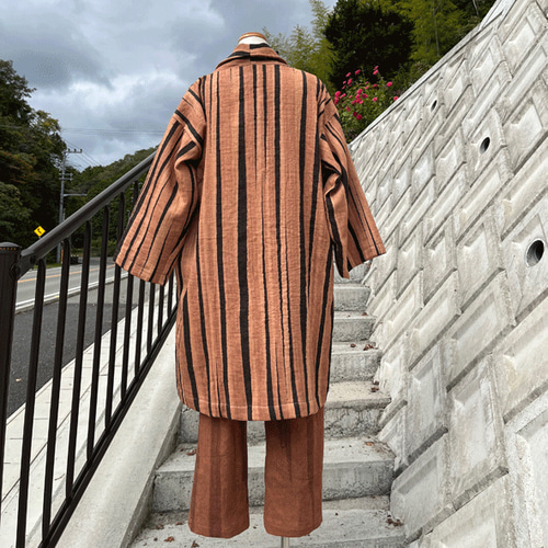 iin◆麻の柿渋染め&絣 薄手羽コート◆ 柿渋染め播州織コート23085 コート 布一途 通販 16798597｜Creema