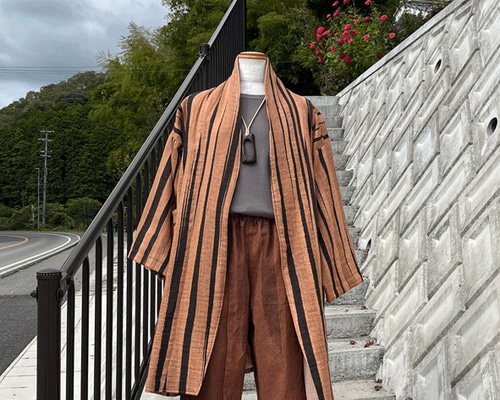 柿渋染め播州織コート23085 コート 布一途 通販 16798597｜Creema