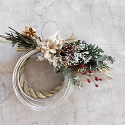 お正月飾り しめ縄リース 縦型 ニュアンスピンク しめ縄・しめ飾り