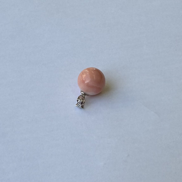 ピンク珊瑚玉のペンダント　約10,5㎜　トップSV  R51105Y3 16枚目の画像