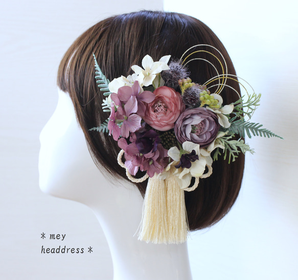 アンティークくすみグリーン♡オータムウィンター ヘッドドレス 髪飾り  