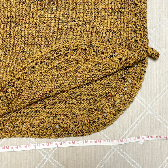 あったかケープ　手編み　ニット　ボレロ　カーディガン　ケープ　薄黄　紫 6枚目の画像