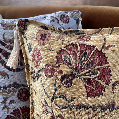 クッションカバー　トルコ製 キリム クッションカバー ペルシャ トルコ 冬用 水色 青 正方形 厚手