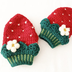 苺のミトン　キッズ　S　《送料無料》 4枚目の画像