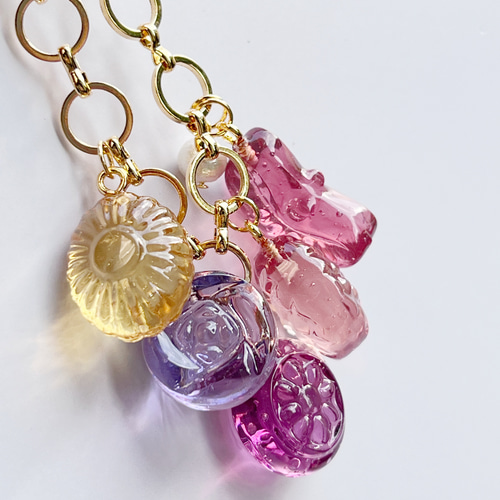 レジン キーホルダー チャーム ミズイロページ レジンのドロップキーホルダー バッグチャーム 『暖』 バッグ