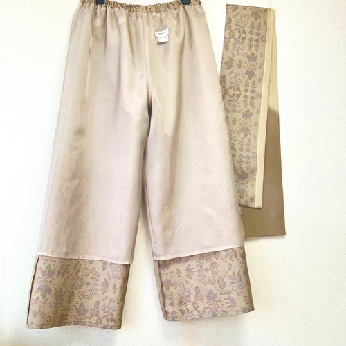 大島紬＊ゆったりストレートパンツ＋ストール＊裏地付き＊着物リメイク