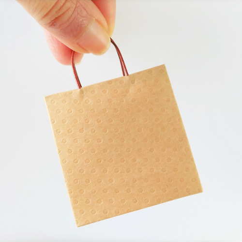 柄入りクラフト紙のミニ紙袋 4枚セット メッセージタグ付き