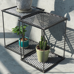 幅125㎝］アイアンラック［鉄網］食器棚 洋服棚 植物棚