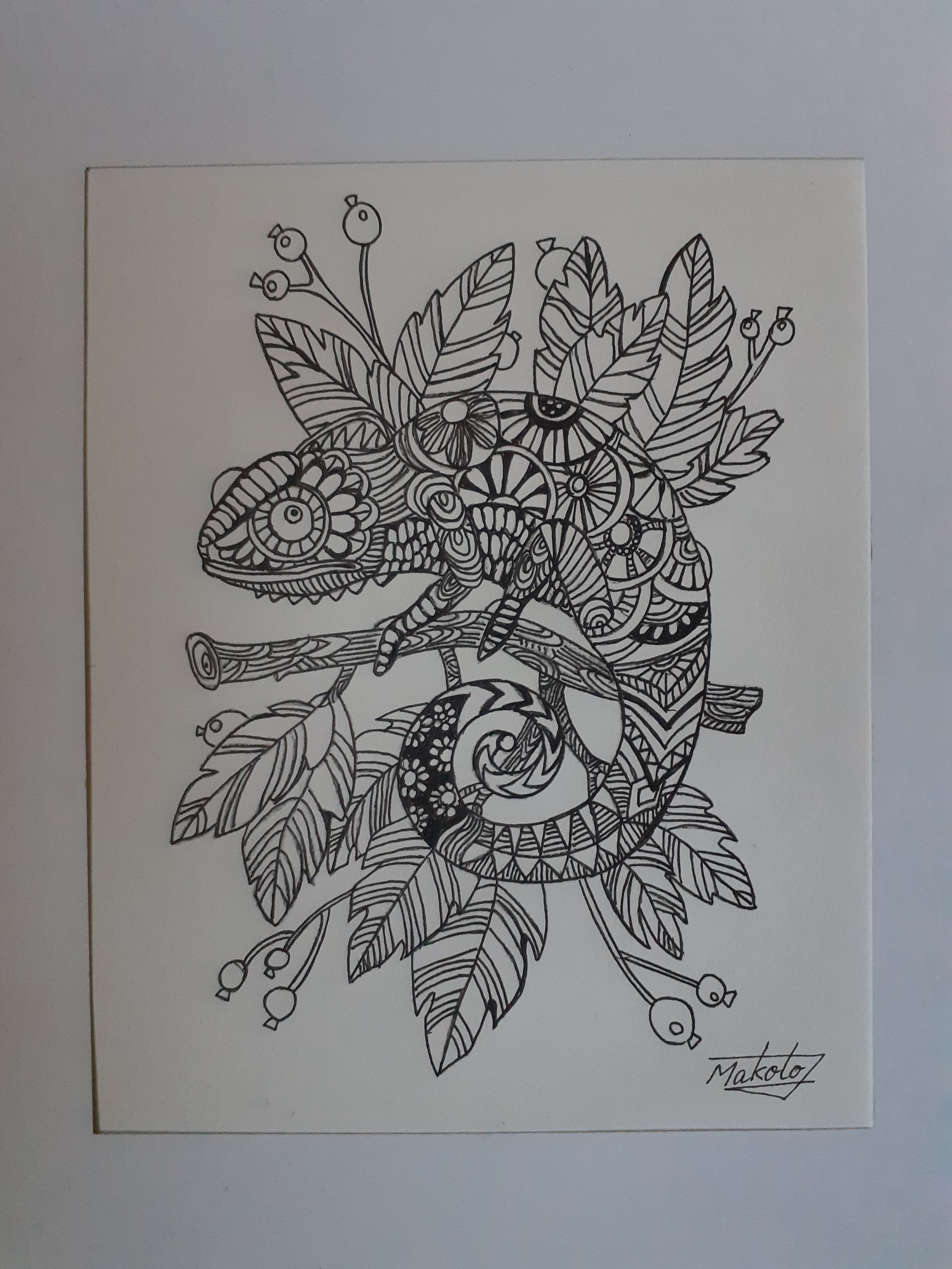 「歌姫」 絵画　 油性ペン点描画