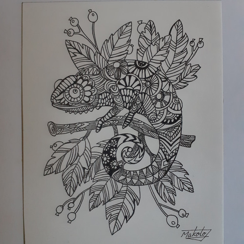ペン画 カメレオン 絵画 makochin 通販 16799870｜Creema(クリーマ)