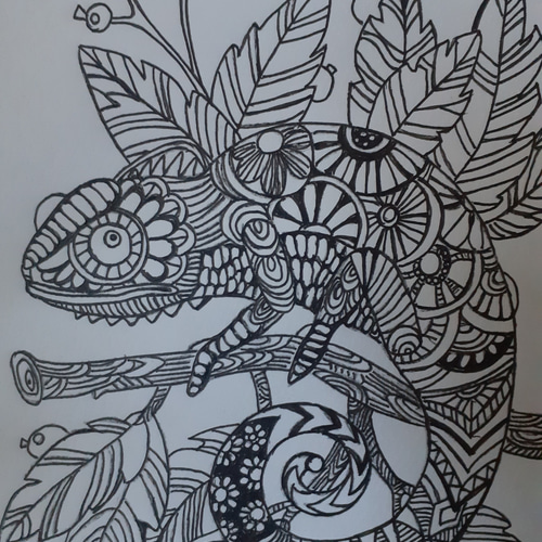 ペン画 カメレオン 絵画 makochin 通販 16799870｜Creema(クリーマ)