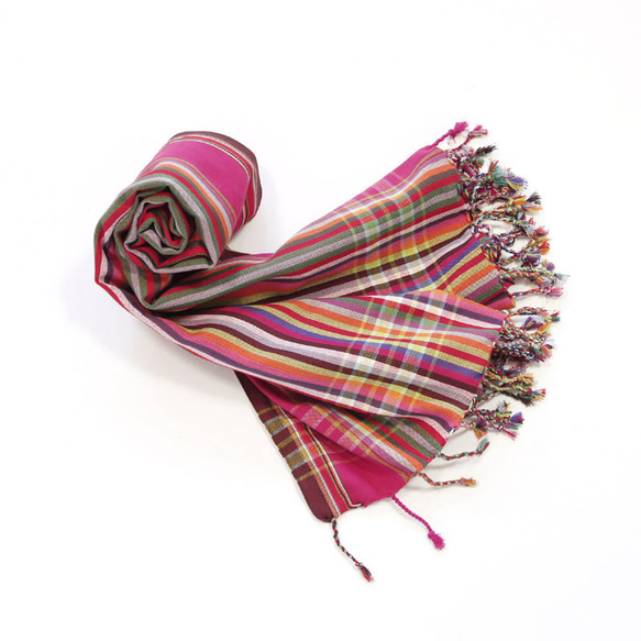 ケニアの綿織物 キコイ（ Kikoi ）ショール大判 ストール 羽織る 1枚目の画像