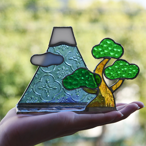 ステンドグラス 富士山と松 その他インテリア雑貨 もえくる 通販