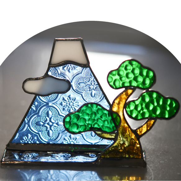 ステンドグラス 富士山と松 その他インテリア雑貨 もえくる 通販