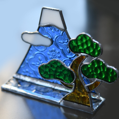 ステンドグラス 富士山と松 その他インテリア雑貨 もえくる 通販