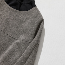 ★即納★大人気のヴィンテージ風柄　秋冬厚てワンピース　ゆったり　裏地付き 薄茶色 221002-4 4枚目の画像