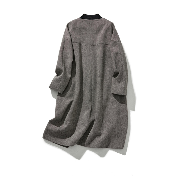 ★即納★大人気のヴィンテージ風柄　秋冬厚てワンピース　ゆったり　裏地付き 薄茶色 221002-4 9枚目の画像