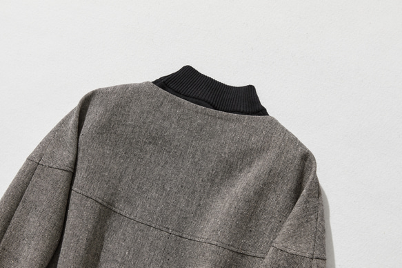 ★即納★大人気のヴィンテージ風柄　秋冬厚てワンピース　ゆったり　裏地付き 薄茶色 221002-4 10枚目の画像