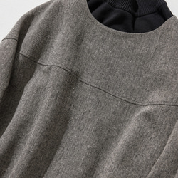 ★即納★大人気のヴィンテージ風柄　秋冬厚てワンピース　ゆったり　裏地付き 薄茶色 221002-4 3枚目の画像