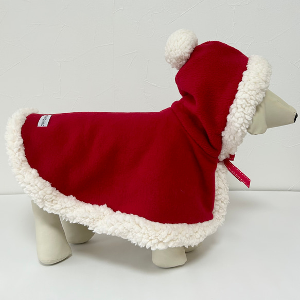 犬服 ペット服 冬 もこもこ クリスマス サンタ ケープ 5枚目の画像