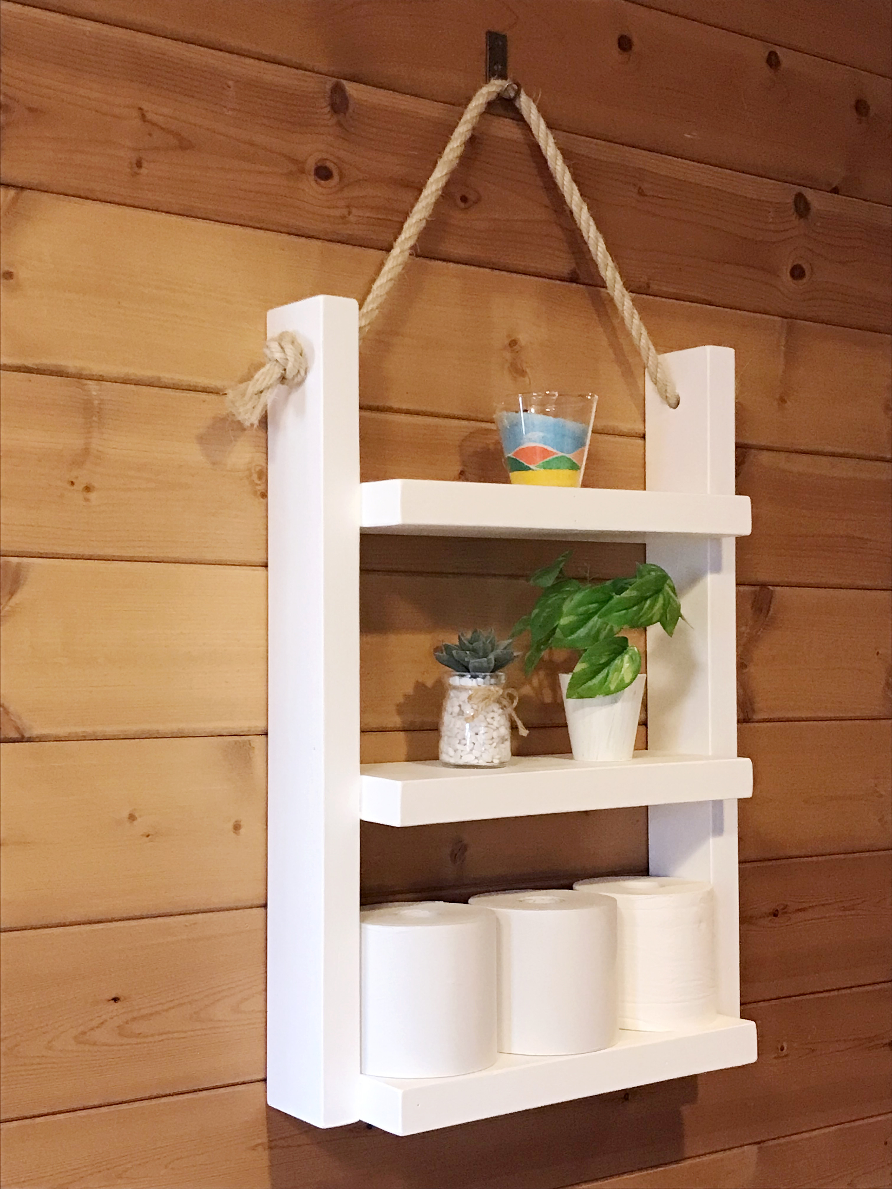 古材を使ったウォールシェルフ（WS-001ホワイト）