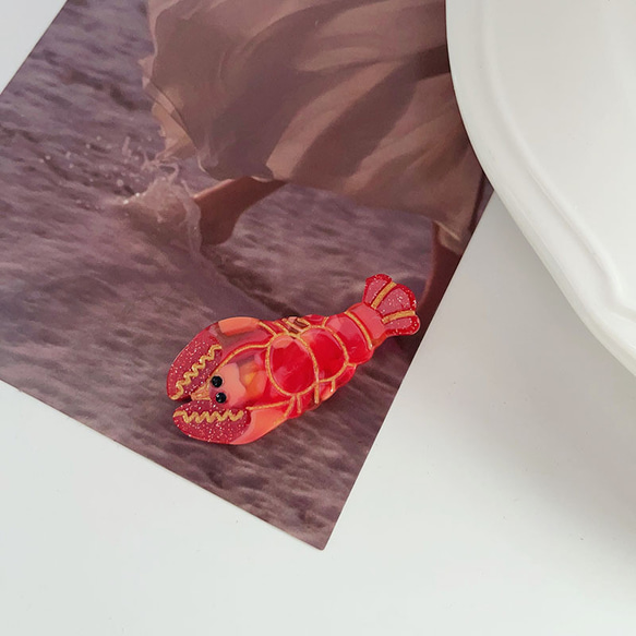 可愛 溫柔 海洋 動物 魚 蝦 貝殼 龍蝦 髮夾 髮飾 飾物 日系 色彩 氣質 第8張的照片
