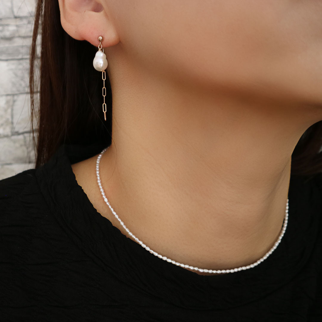 ［creema限定］スペシャルギフトセット/超極小淡水パールネックレスと淡水パールのピアス14kgf仕上げ