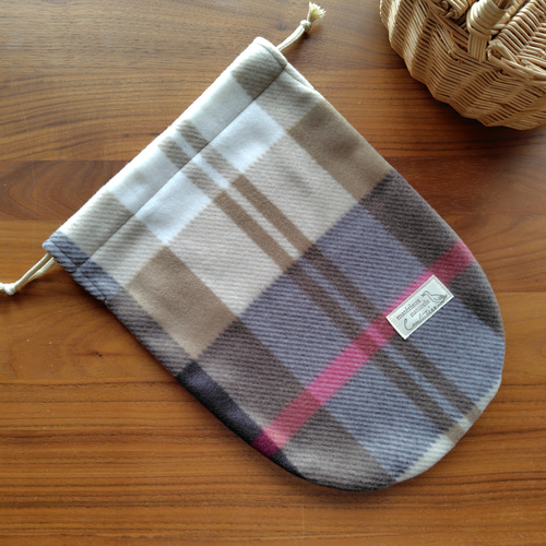 湯たんぽカバー ハンドメイド チェック柄 茶色 フリース あたたかい