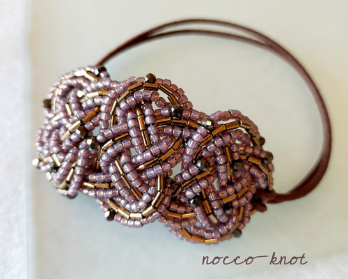あわじ結びのビーズヘアゴム(ラベンダーアッシュ) ヘアゴム nocco-knot