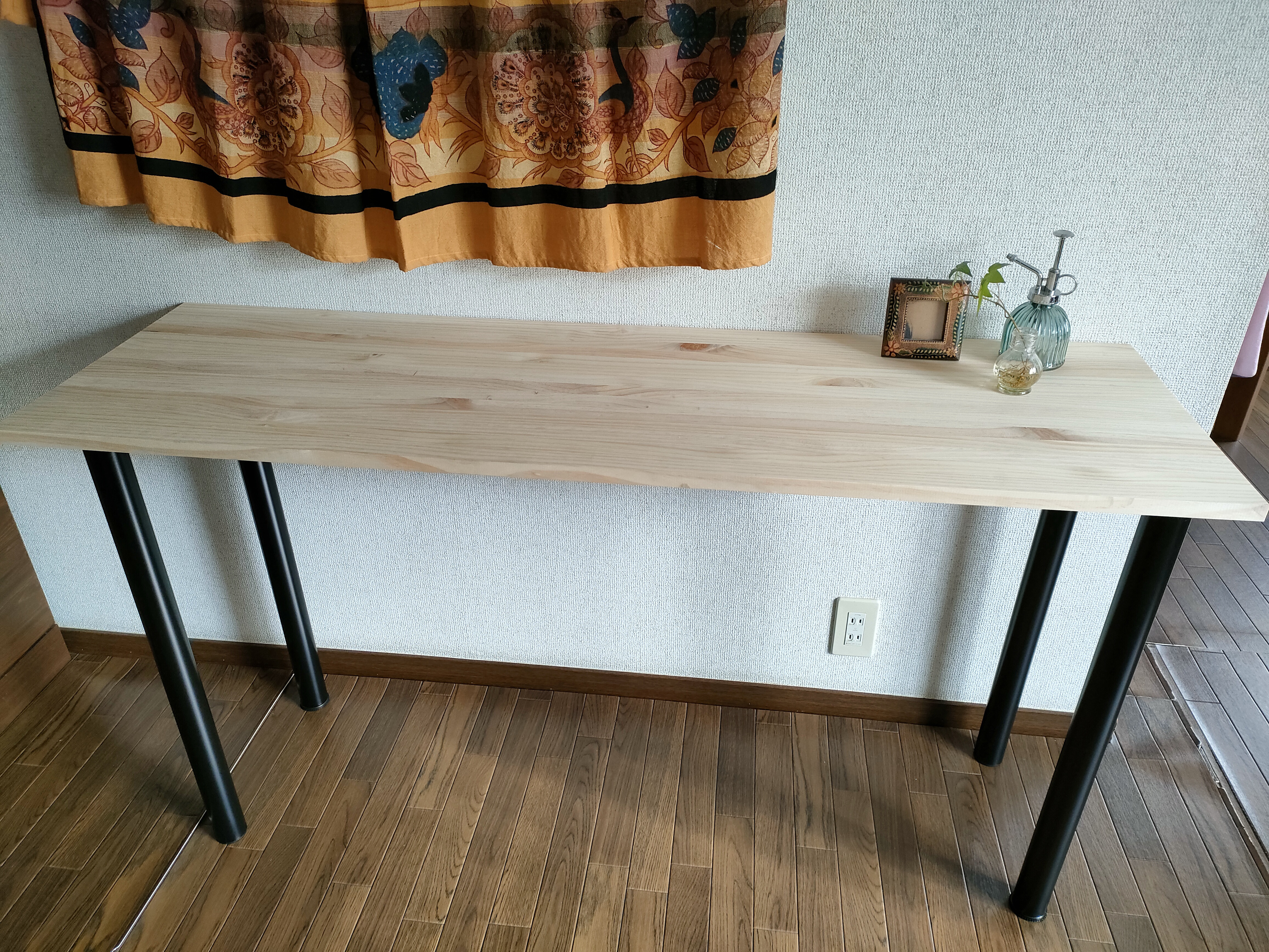 ナチュラルカウンターテーブル　アイアン　天然　木質 180×45