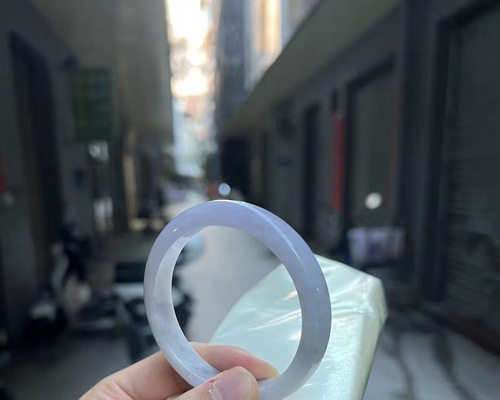 ナチュラルタイプA紫翡翠バングル バングル・リストバンド 雕刻師翡翠