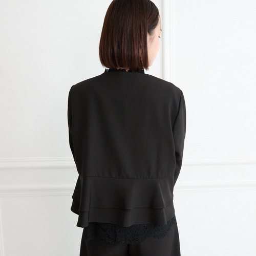 バックフリル ノーカラージャケット 2サイズ ブラック 0611BK