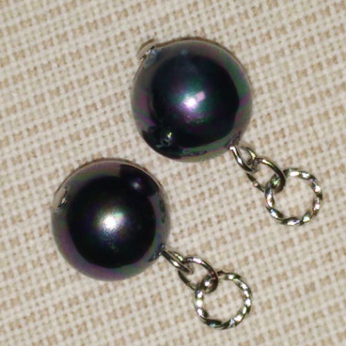 淡水真珠 ピーコック タヒチカラー 10mm ピアリングチャーム ラウンド 