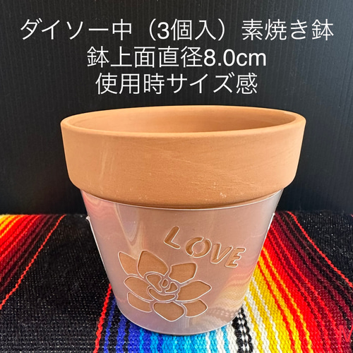 No.245 送料込 ステンシルシート リメイク鉢 ダイソー中 3号鉢