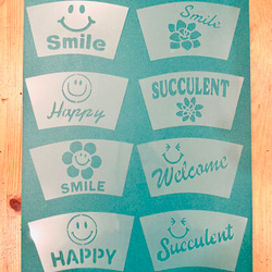 No.245 送料込 ステンシルシート リメイク鉢 ダイソー中 3号鉢 素焼き