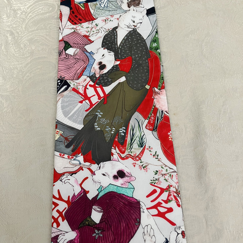 半幅帯 妖怪猫 浮世絵猫 鳥獣戯画 長尺 和装 着物 ファブリック 猫柄