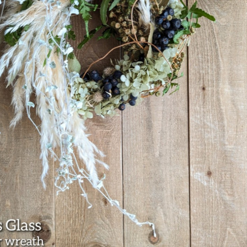 パンパス&ディコンドラ ドライフラワーリース ドライフラワー fu.wa