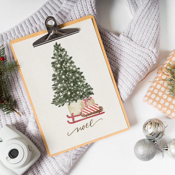 クリスマスツリーのポスター / i1606 /  くつ下やツリー　リースやガーランドなど　インテリアポスター 5枚目の画像