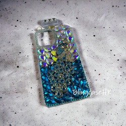 スマホショルダー 孔雀 ラインストーン ダイヤモンド iPhone全機種対応 Samsungケース クリア スマホケース 12枚目の画像