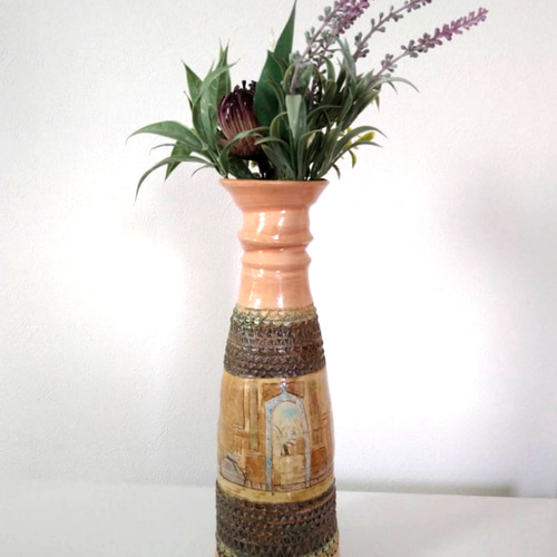 陶器製の風景花瓶 約30cm 陶器製の風景花瓶 約30cm