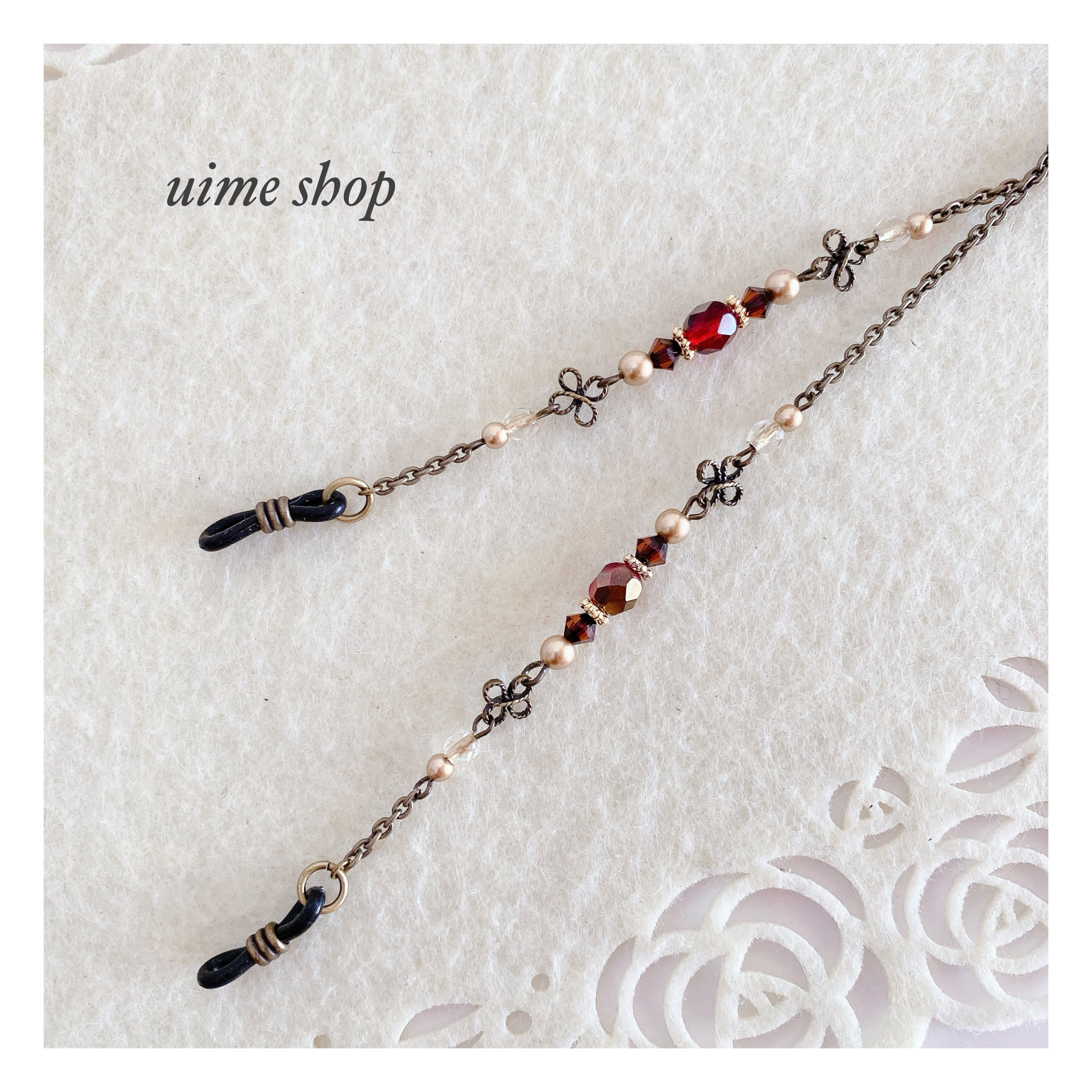 アンティーク　ビーズ　マスクチェーン　メガネチェーン　ハンドメイド ♪533❤️