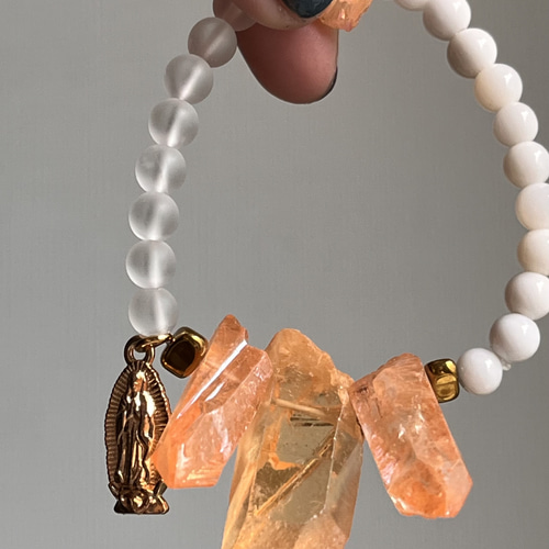 Strelitzieシリーズ♡ホワイトオニキス♡フロスト水晶♡ヘマタイト  