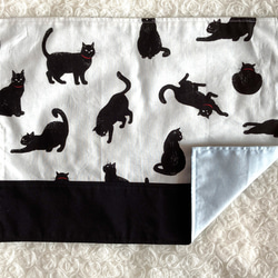 黒猫の給食用ランチョンマット&巾着袋セット 2枚目の画像