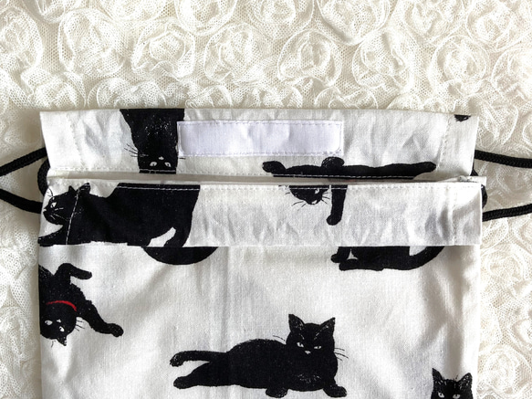 黒猫の給食用ランチョンマット&巾着袋セット 5枚目の画像