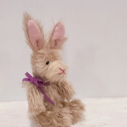 ピンクのうさぎ☆毛先が濃いピンクに染まったモヘア 20cm テディ