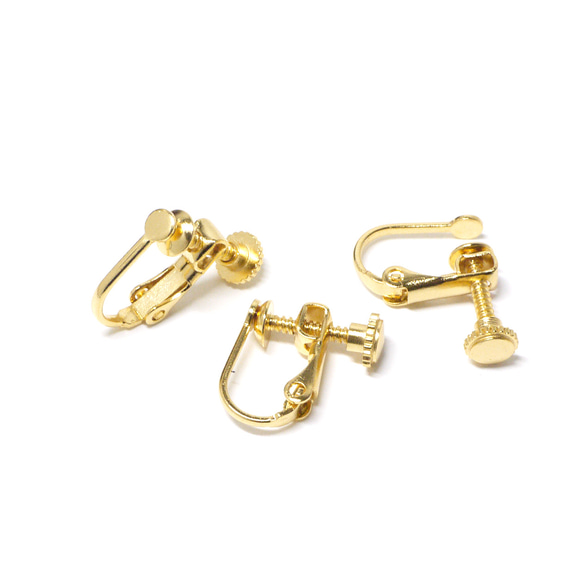 ess12【10個/5ペア】約3mm円盤（お皿付）ネジバネ式ゴールドイヤリング 金具 サージカルステンレス 2枚目の画像