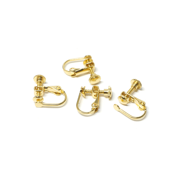 ess12【10個/5ペア】約3mm円盤（お皿付）ネジバネ式ゴールドイヤリング 金具 サージカルステンレス 4枚目の画像