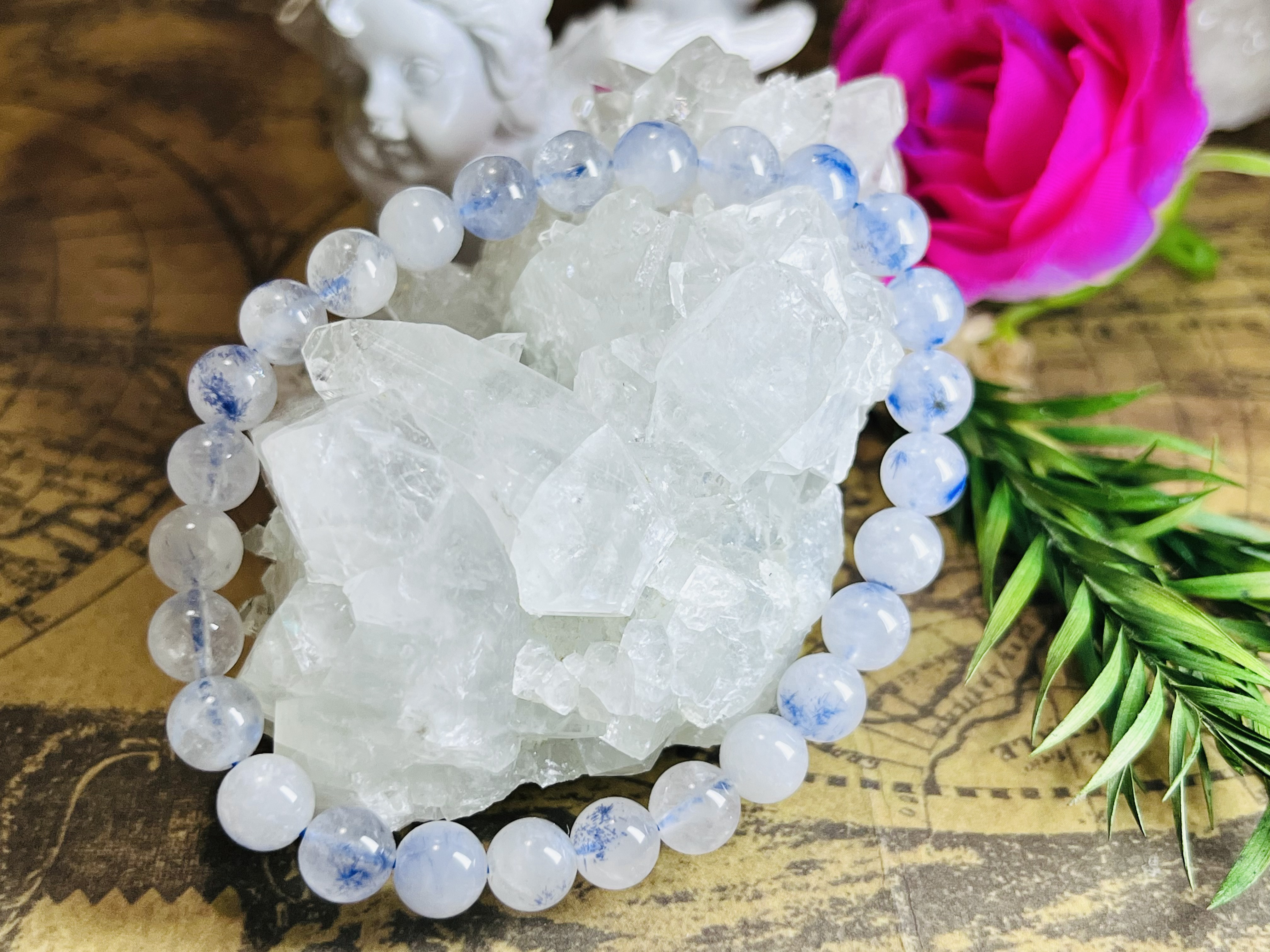 思慮の石　デュモルチェライトインクォーツ　6mm　ブレスレット　15.5〜16号