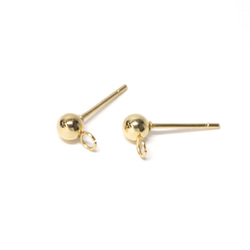 ess41【10個入り】ヨコカン付き 約4mm ボールピアス金具 18KGP サージカルステンレス 3枚目の画像