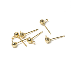 ess41【10個入り】ヨコカン付き 約4mm ボールピアス金具 18KGP サージカルステンレス 4枚目の画像